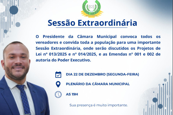 CONVITE 3ª SESSÃO EXTRAORDINÁRIA DO 2º PERÍODO