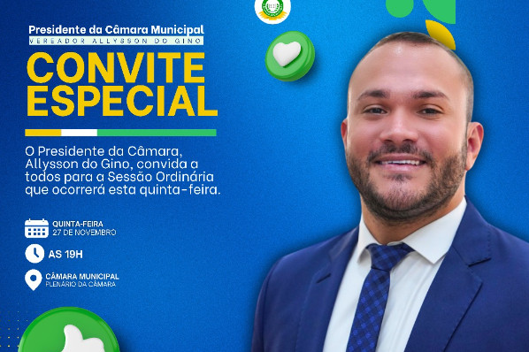 Convite da 15ª Sessão Ordinária da Câmara Municipal